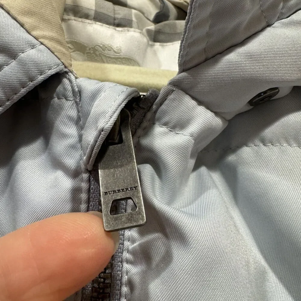 Burberry Snowsuit Down Filled Quilted Puffer Blue Nova Check Baby sz 12 month